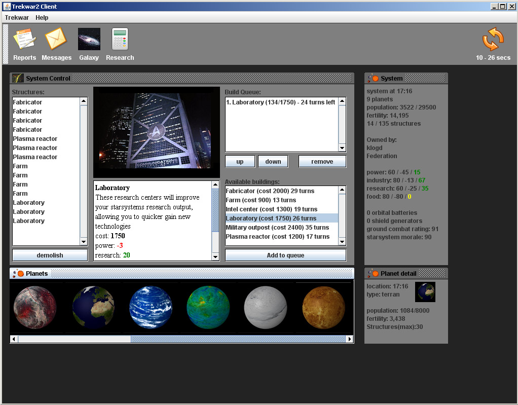 Trekwar starsystem control window