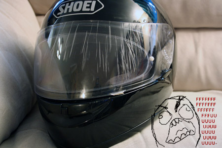 Shoei helmet scratched