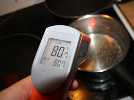 Infrared thermometer boiling water